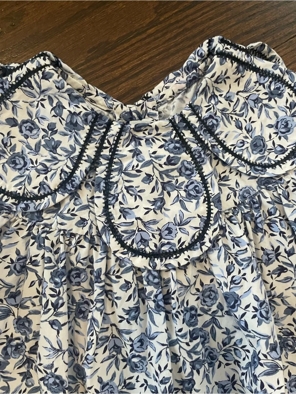 Baby Girls Blue Floral Cotton One-Piece Pajama Romper
